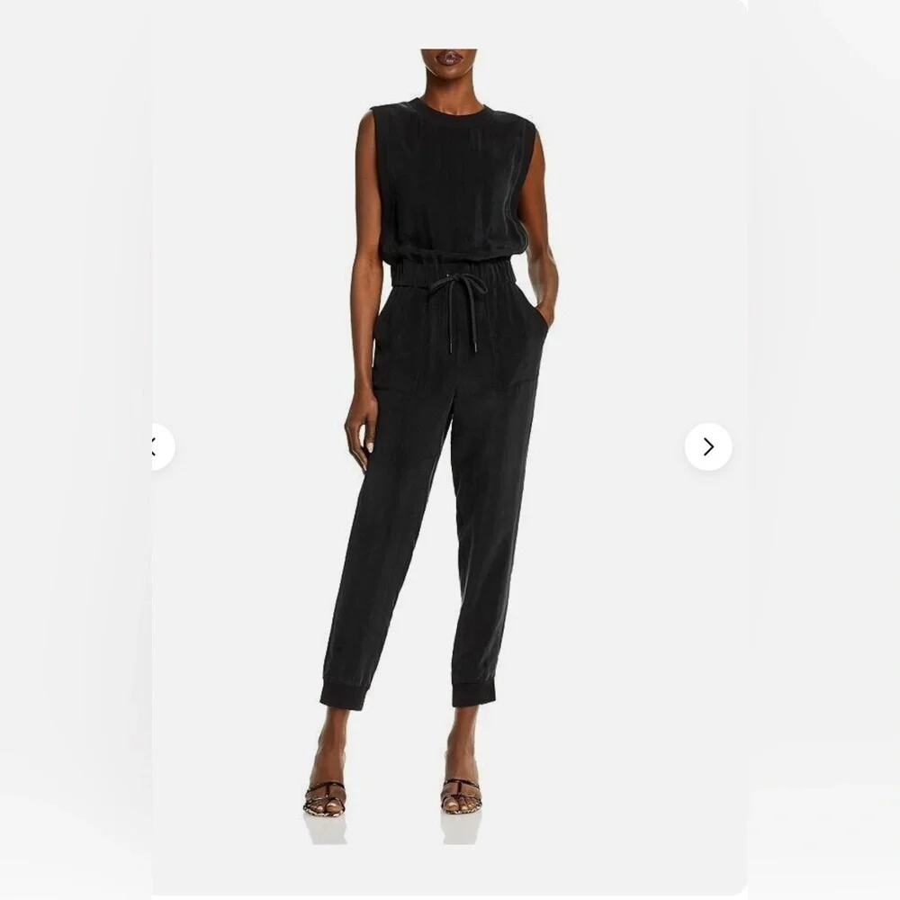 Alice + Olivia Zila Sleeveless Jumpsuit Women's XSBlack Solid Tie Waist Zip Back